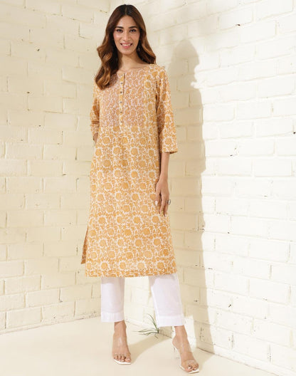 Fabindia WomenS Cotton Printed Regular Kurta (1037296Yellow_Yellow