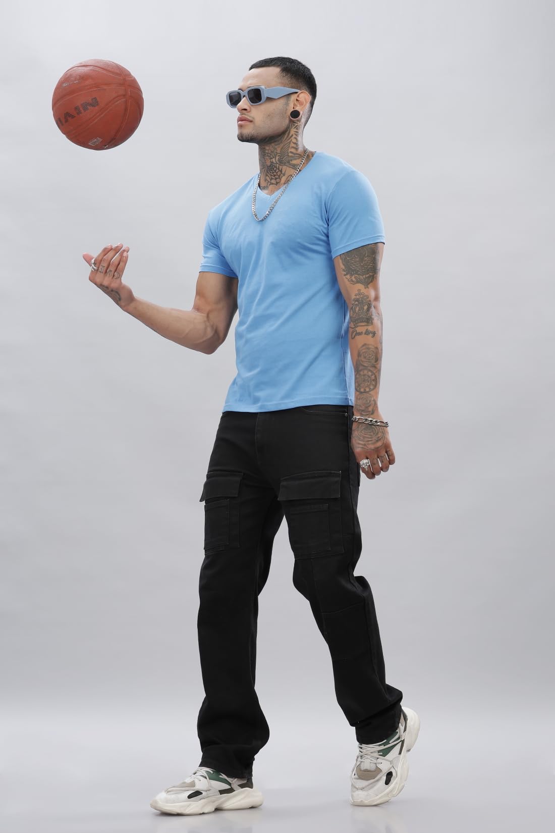 ADRO V-Neck T Shirt for Men, 100% Cotton Vneck Tshirt is Ideal for Casual wear, Workouts and Loungewear, Adding a Stylish Touch.