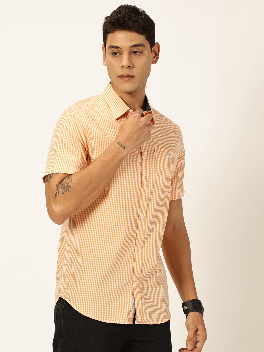 Thomas Scott Mens | Half Sleeve | Checks | Slim Fit | 100% Cotton | Spread Collar | Casual Shirts (Available in Plus Size) (Oran
