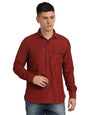 Turtle Men 100% Cotton Slim Fit Red Solid Casual Shirt