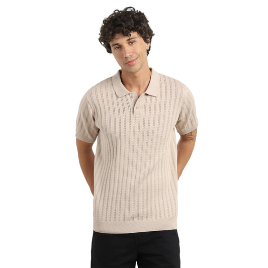 Nobero MenS Self Design Regular Fit Polo Shirt (1M-Twpo-R0017_Moonlight