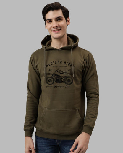 ADRO Men's Cotton Blend Neck Hooded Sweatshirt (H24-AME-OL)