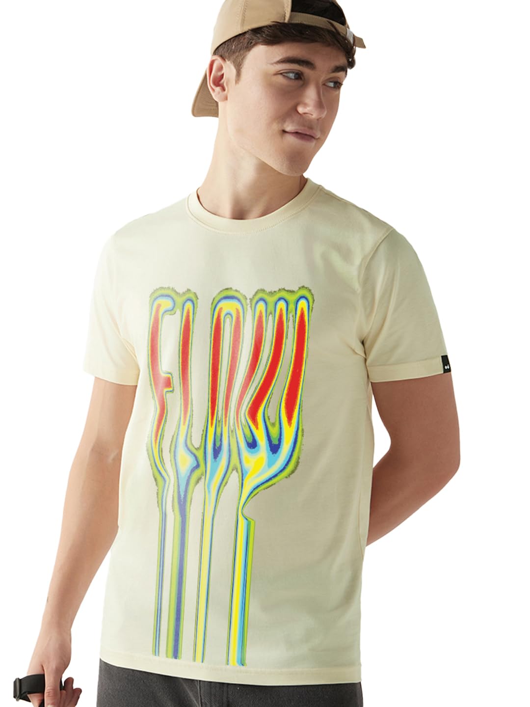 Bewakoof Mens Graphic Printed Regular Fit Half Sleeve Round Neck Pure Cotton T-Shirt_662709_Off White_M