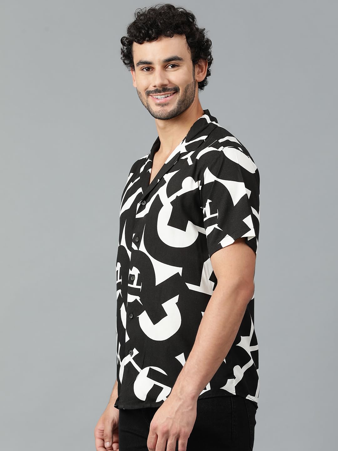 Kotty MenS Fashionable/Casual Printed Spread Collar & Premium Fabric & Stylish & Comfortable Casual Wear Shirt(Multicolor,L)