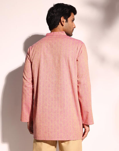 Fabindia MenS Cotton Dobby Regular Short Kurta (1038371Purple_Purple