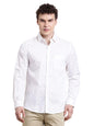 Turtle Men Slim Fit Printed White Cotton Linen Formal Shirt