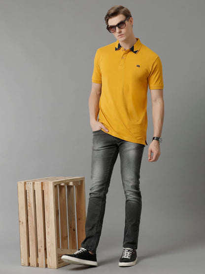 ADRO Premium Cotton Polo for Men (PN23-H-PLN-MU_Mustard)