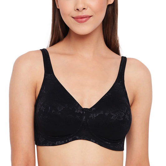 Enamor F135 Minimiser Full Support Bra - Non-Padded Wirefree High Coverage - Black