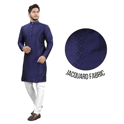 More & More Mens Cottan Blend Kurta Navy Blue