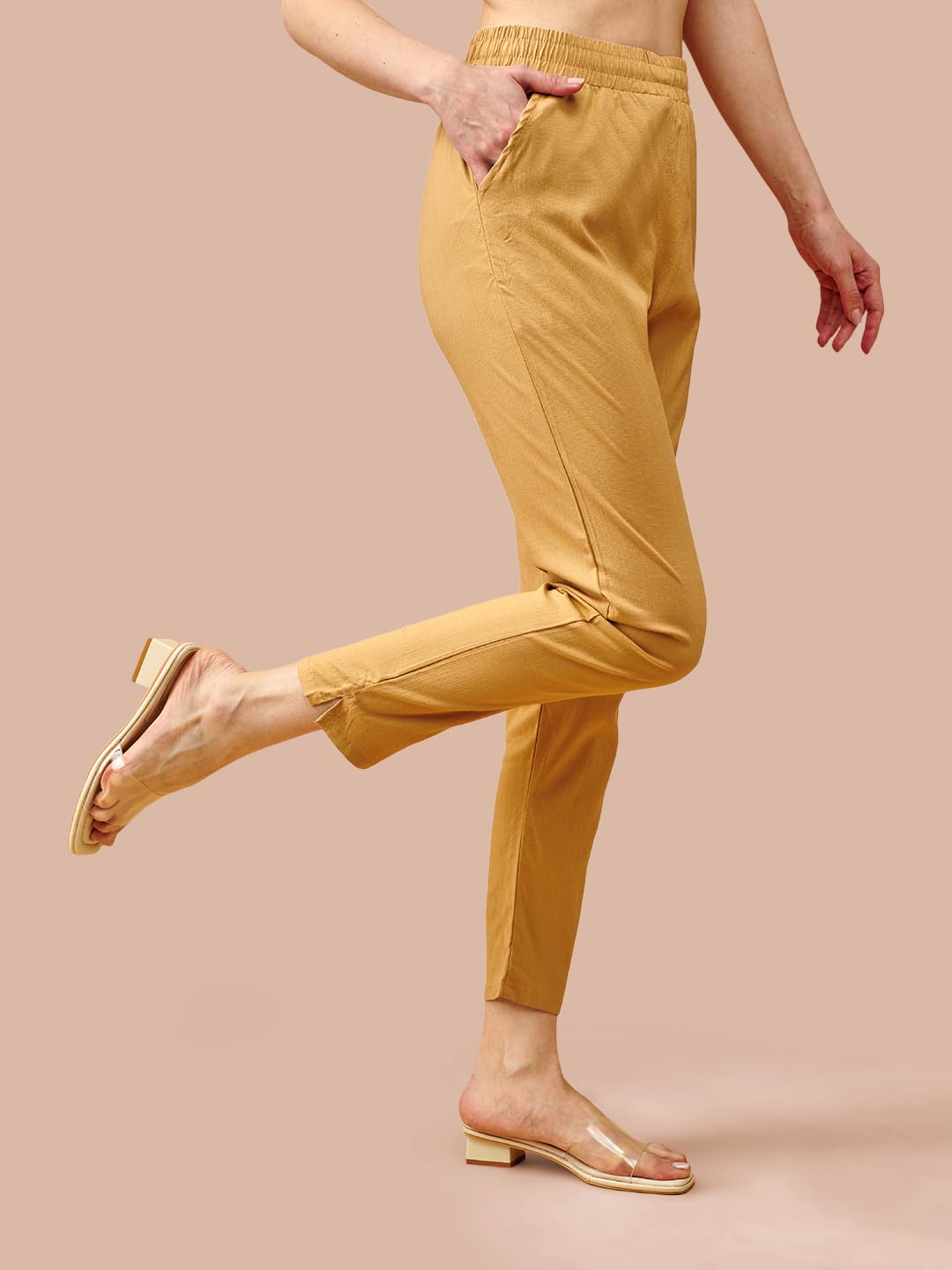 Lyra Cotton Pant For Women  Stylish & Comfortable Slub Cotton Blend With Lycra | Plus Fit | Cross Pocket Design | Color Lock Tec