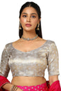 Soch Womens Grey Tussar Zari Woven Padded Blouse