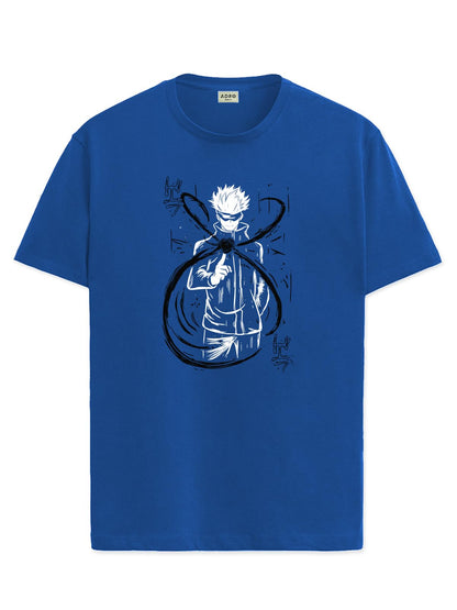 ADRO Mens Anime T Shirt - Premium Cotton Anime Gojo Tshirt - Perfect for Anime Fans Print and Comfortable Fit Royal Blue T-Shirt