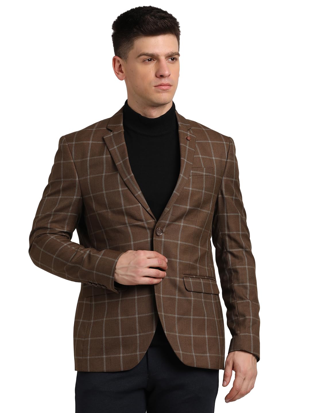 Turtle Mens Cotton Stretch Brown Blazer with Dobby Print || Smart Casual & Office Jacket || Cotton Blazer for All Occasions