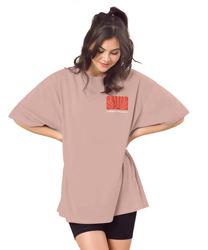SHODOX Womens Oversized Drop Shoulder Printed T-Shirt | Soft, Breathable & Light Weight Cotton Blend | Loose Fit Stylish Top for