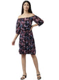 Aarika Womens Black Color Printed Georgette Dress (DR-AW-027-BLACK-XL)