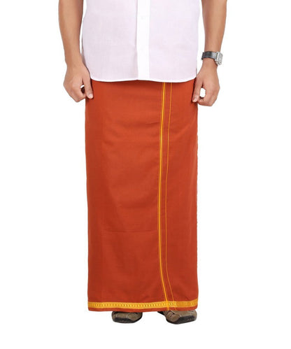 Prakasam Cotton- Mens Single Bentex Cotton Dark Kavi Colour Dhoti.(Size 1.26X1.90 Mtrs)