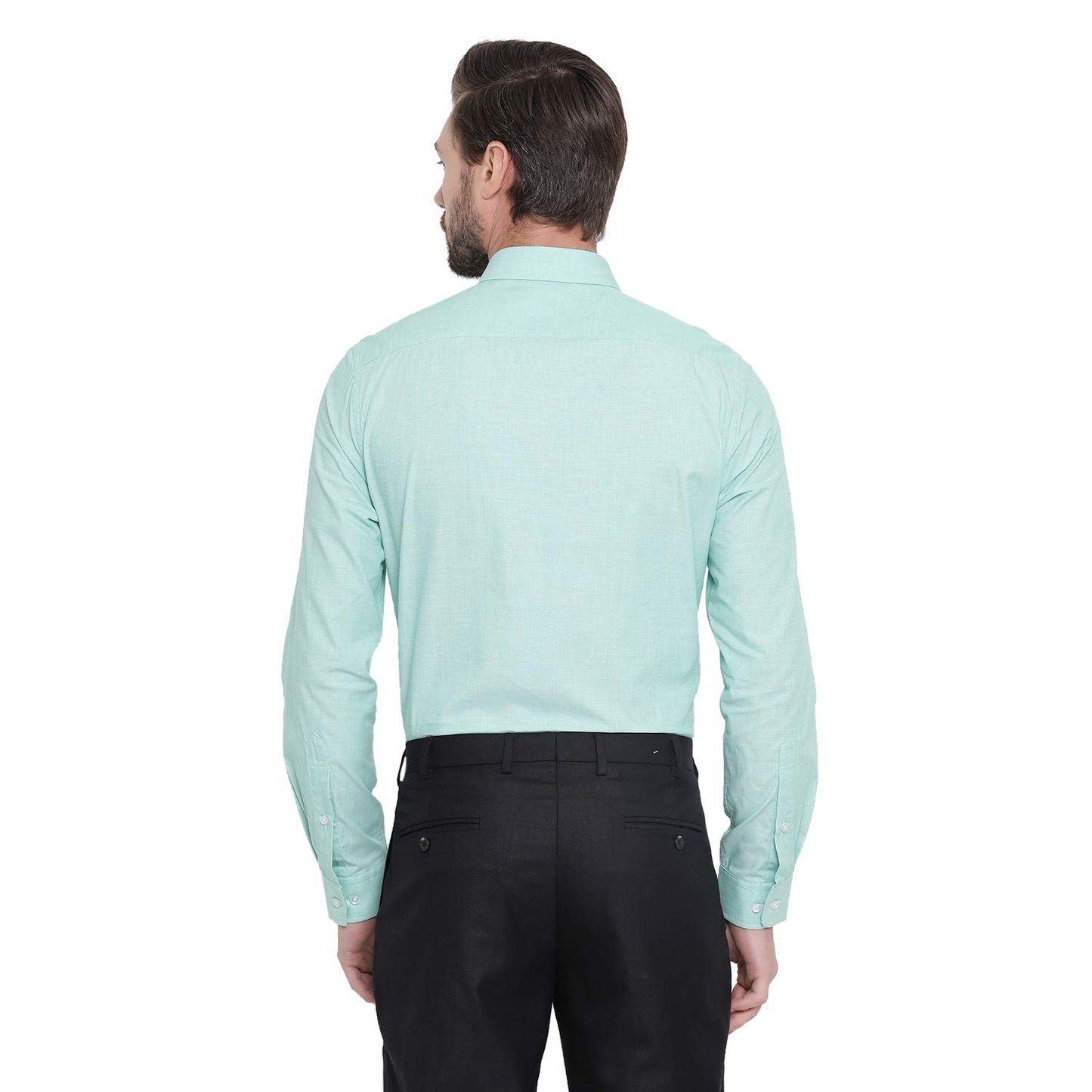 Turtle Men Blue Cotton Solid Slim Fit Formal Shirts