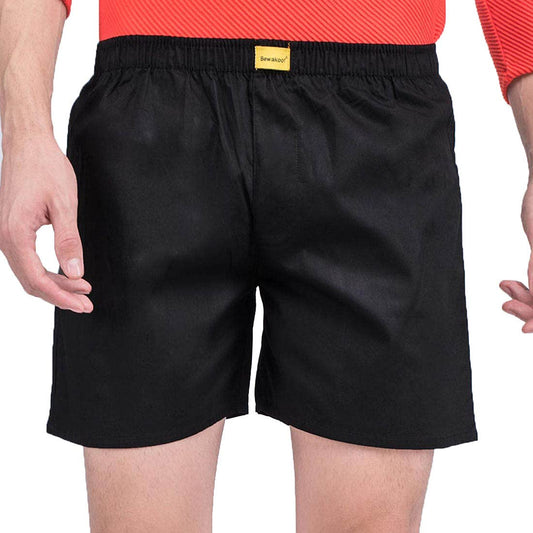 Bewakoof Mens Solid Cotton Blend Boxer - Regular Fit Black