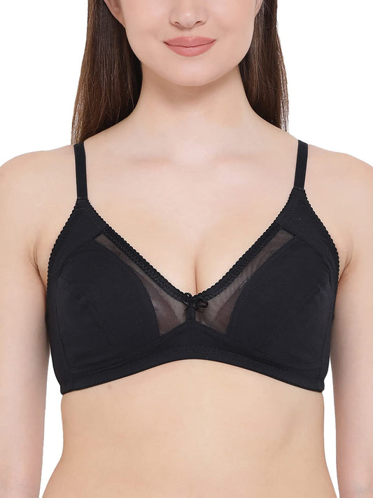 Clovia Womens Cotton Non-Wired Bra (BR0384P13_Black_34B)