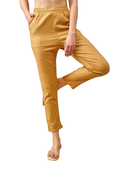 Lyra Cotton Pant For Women  Stylish & Comfortable Slub Cotton Blend With Lycra | Plus Fit | Cross Pocket Design | Color Lock Tec