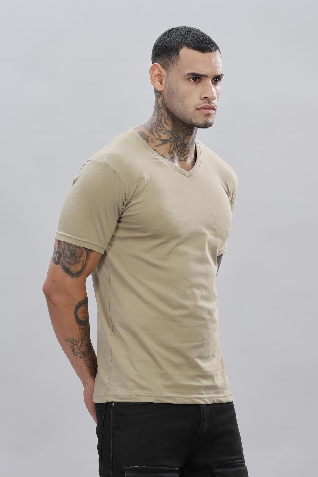 ADRO V-Neck T Shirt for Men, 100% Cotton Vneck Tshirt is Ideal for Casual wear, Workouts and Loungewear, Adding a Stylish Touch.