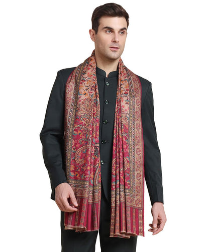 Weavers Villa Mens Acro Wool Blend Printed Shawl - Handloom Paisley Design - Stoles for Men - Gents Shawls - Soft & Warm Wrap -