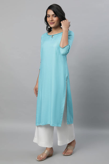 Aurelia WomenS Viscose Solid Regular Kurta (23Fea12231-702551_Blue