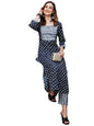 GoSriKi Women's Cotton Blend Straight Printed Kurta with Pant (Kuhoo Blue-KNW-GS)