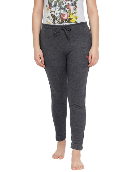 Lyra Solid Women Charcoal Melange Track Pants