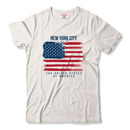 ADRO USA American Flag Printed Cotton T-Shirts for Men (R22-M-NWW-WH_White)