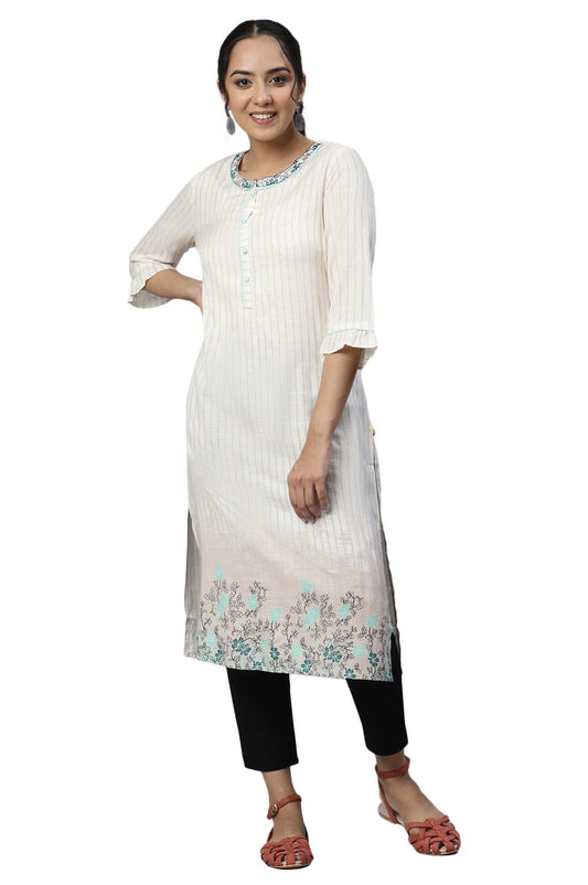 Aurelia Women Pink Mist Rayon Floral Printed Straight Kurta