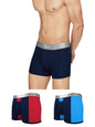 XYXX Mens Underwear Illuminati IntelliSoft Antimicrobial Micro Modal Trunk Pack of 3 (Black Iris & Tango Red ; Black Iris & Bri