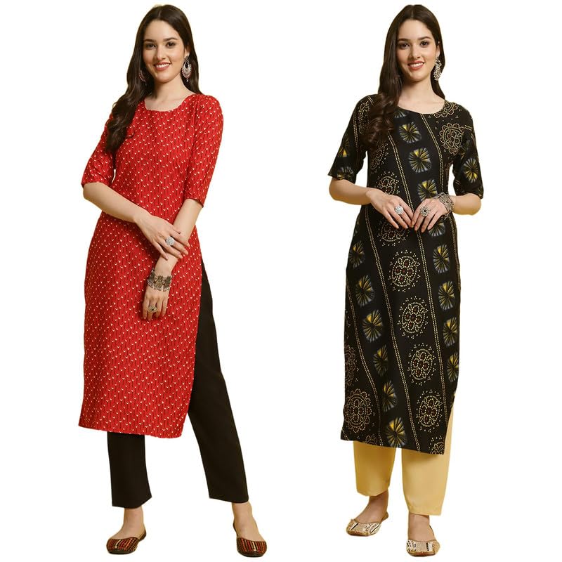 Pinkmint Kurta & Pant Set ll Printed Kurti ll Combo Kurta Set ll (Pack of 2)