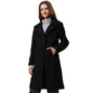 Campus Sutra Women Black Regular Fit Long Coat For Winter Wear | Collar Neck | Full Sleeve | Buttoned | Casual Jacket For Woman 