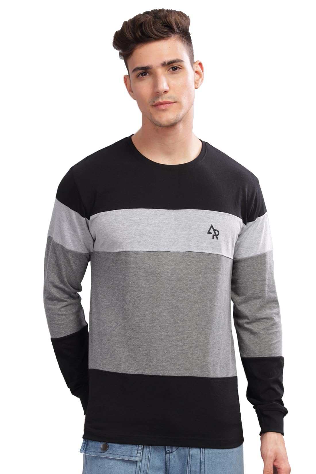 ADRO Full Sleeve Tshirt for Men | Colorblock T Shirt for Men | 100% Cotton Tshirt | Full Sleeve T-Shirt | Mens Full Sleeves T Sh