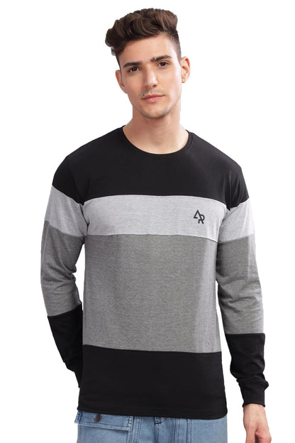 ADRO Full Sleeve Tshirt for Men | Colorblock T Shirt for Men | 100% Cotton Tshirt | Full Sleeve T-Shirt | Mens Full Sleeves T Sh