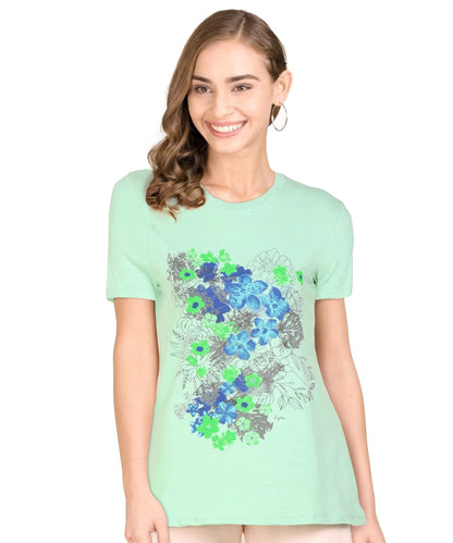 Lyra Pure Cotton Round Neck Long Printed T-Shirt For Women