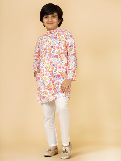 A.T.U.N. (ALL THINGS UBER NICE) Boys Rouge Floral Printed Kurta Pyjama Set