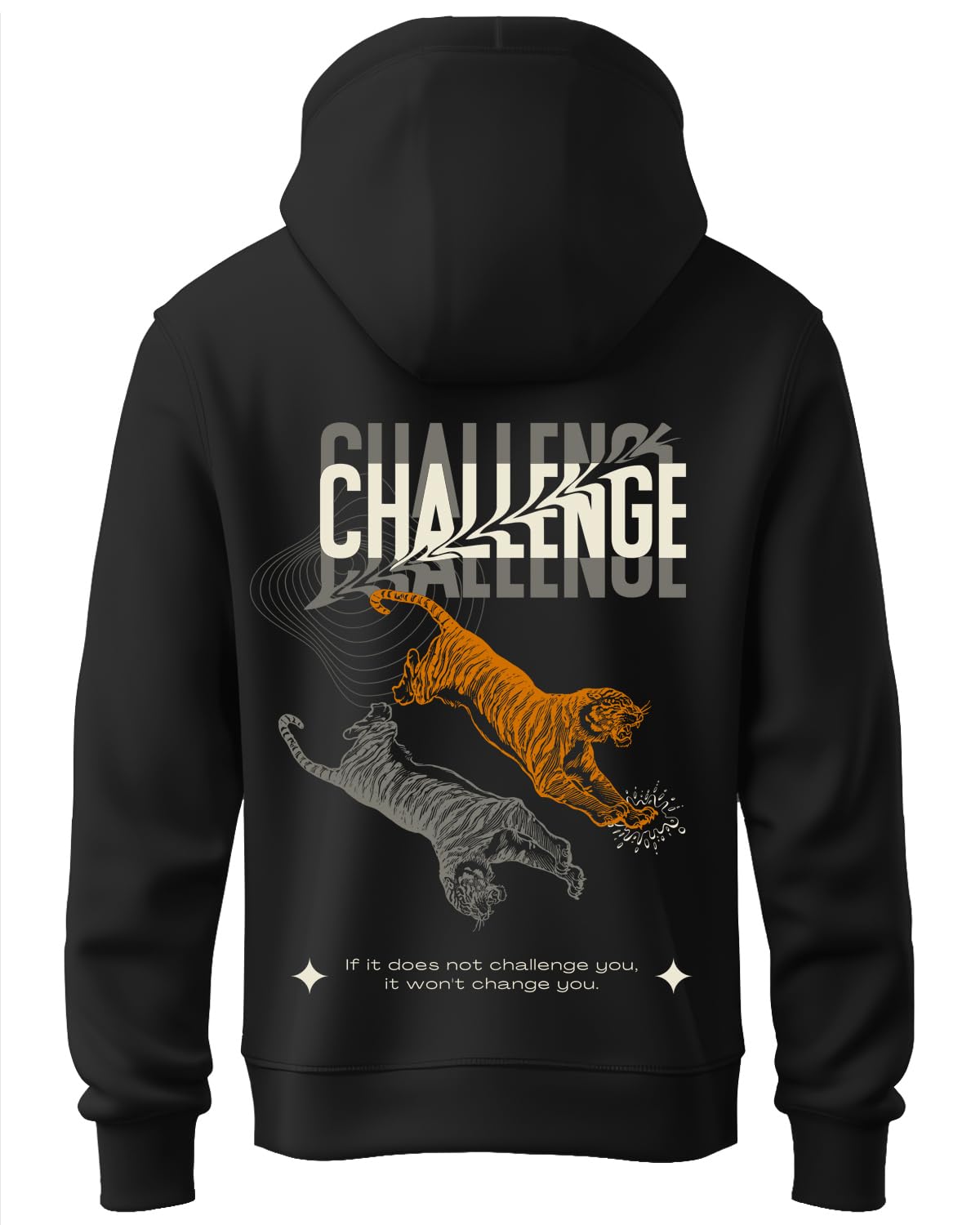 ADRO Mens Abstract Design Backside Printed Hoodies in Premium Cotton Fleece 340 GSM (H23-M-CHL-BL_Black)
