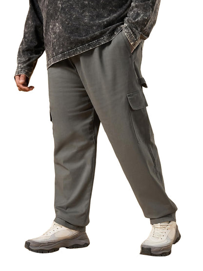 Bewakoof Mens Solid Regular Fit Cotton Blend Plus Size Cargo Carpenter Casual Pants_617421_Grey_38
