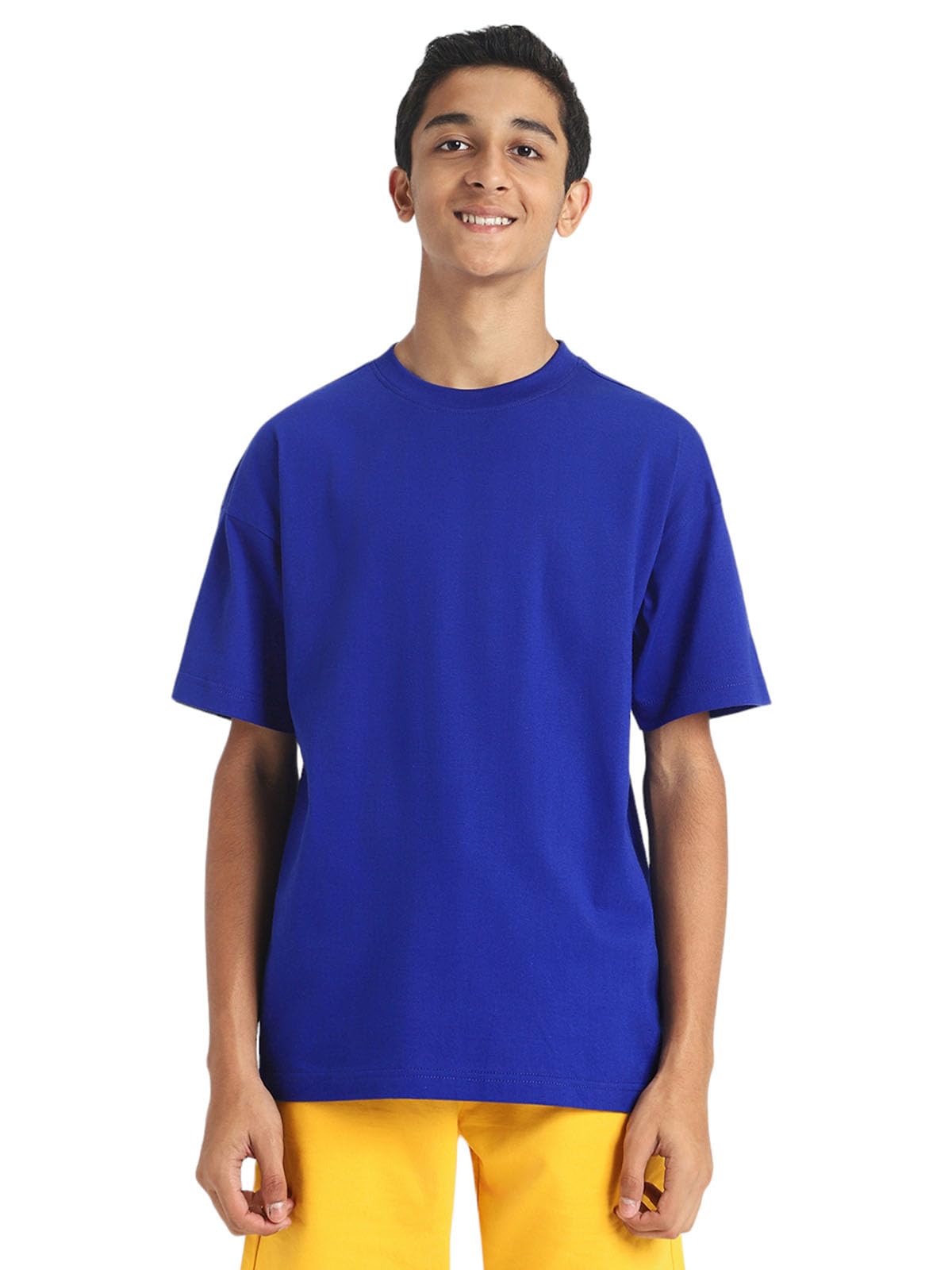 Veirdo 100% Cotton Oversized Loose Fit Round Neck Solid Core Short Sleeve T-Shirt