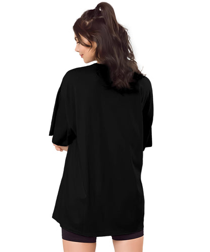 SHODOX Womens Oversized Drop Shoulder Printed T-Shirt | Soft, Breathable & Light Weight Cotton Blend | Loose Fit Stylish Top for