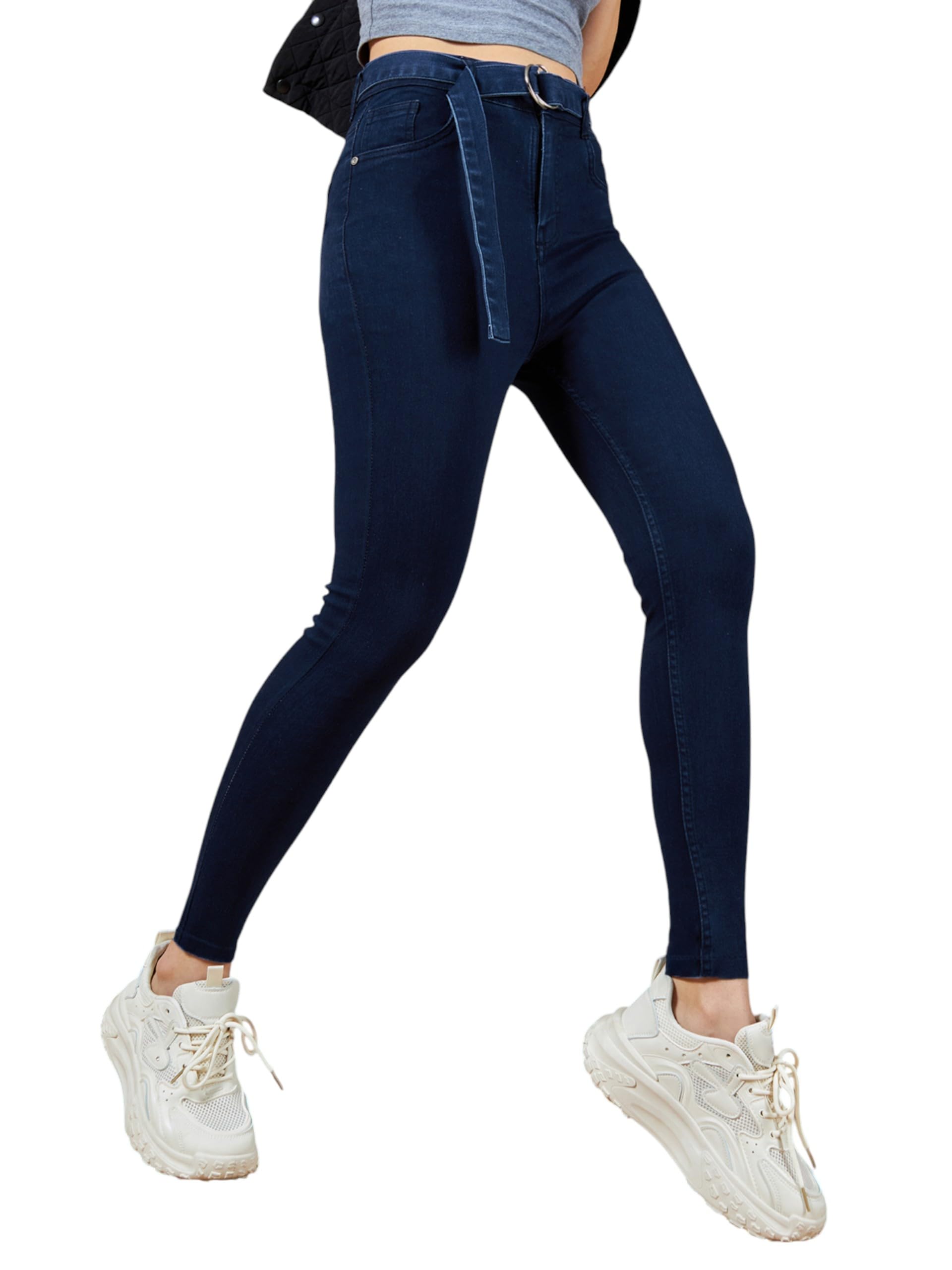 Dolce Crudo Womens Cotton Skinny Fit Relaxed High Rise Regular Length Stretchable Denim Jeans,(DOSS19DEN07-44-351-28, Sapphire 