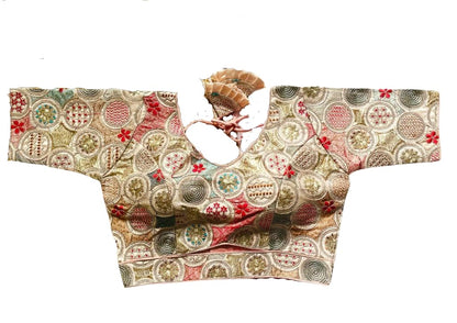 Vihu Fashion WomenS Blouse Readymade Blouse Embroidery Multi Coding Gold Thread Blouses Handwork Baby Pink Color Readymade Sare
