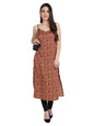 Patlani WomenS Cotton Blened Sleeveless Printed Full Stitched Kurti.(K-199) Orange