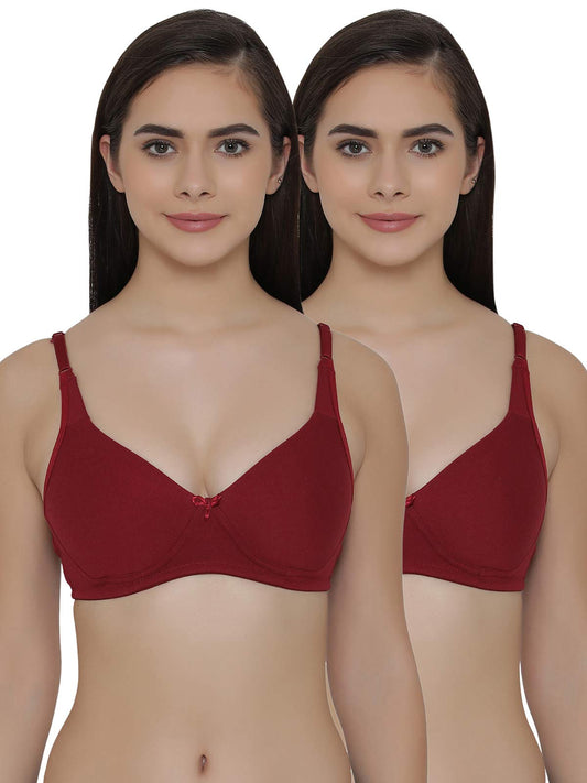 Clovia WomenS Pack Of 2 Full Coverage Non Padded Wirefree Full Cup Bra (Combrc149_Multi-Coloured_32C)
