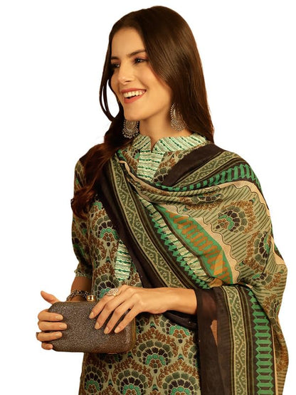 Pinkmint Womens Kurta Set ll Cotton Printed Ethnic Set ll Dupatta Set ll Suit Set
