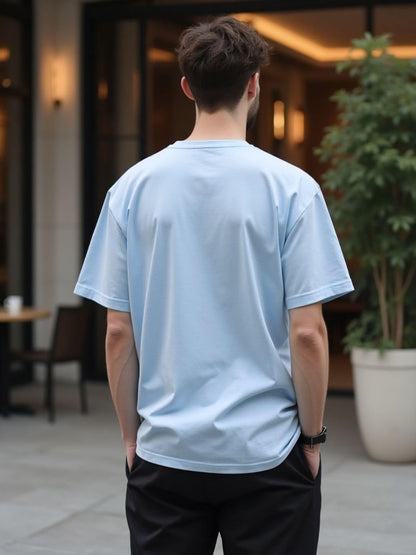 Nobero MenS Solid Oversized Fit T-Shirt (1M-Twts-R0039_Powder Blue