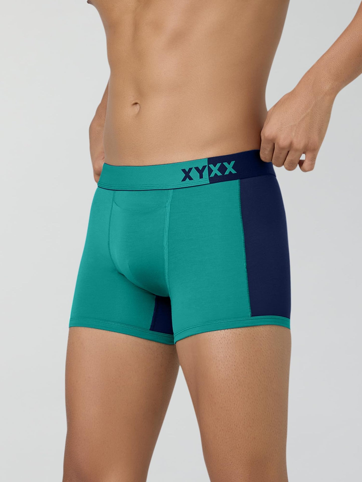 XYXX Mens Underwear Dualist IntelliSoft Antimicrobial Micro Modal Trunk Pack of 2 (Navigate & Black Iris;Navigate & Black Iris;