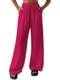 Shasmi Womens Hot Pink Loose Wide-Leg Pants with Textured Wrinkled Fabric and Drawstring Waist Long Trousers (Pant 157 Hot Pink